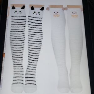 NWT Fuzzy Socks knee High slipper leg warmers